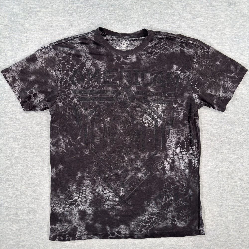 American Fighter Mens Large Black Tie Dye Camo Graphic T-Shirt Buckle Exclusive
